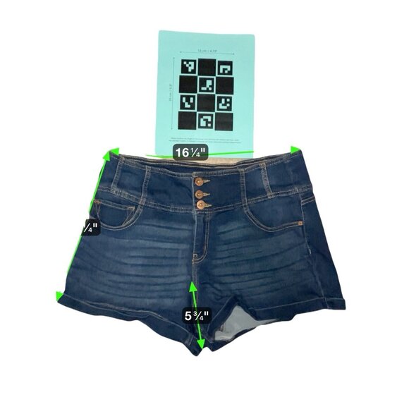 No Boundaries Womens Denim Shorts 19 High Rise Stretch Blue Jean Button Fly Cuff - Picture 2 of 8